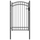 Vrata za ogradu s lučnim vrhom čelična 100 x 150 cm crna
