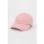 Pamučna kapa HUF boja: ružičasta, s aplikacijom - roza. Kapa s šiltom u stilu baseball iz kolekcije HUF. Model izrađen od pamučne tkanine.