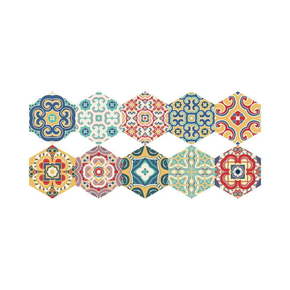 Set od 10 podnih samoljepljivih naljepnica Ambiance Floor Stickers Hexagons Lorena