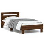 Okvir za krevet s uzglavljem smeđa boja hrasta 90x190 cm drveni