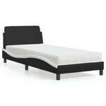 Krevet s madracem crno-bijeli 90 x 200 cm od umjetne kože