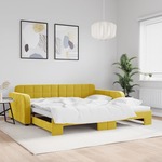 Dnevni krevet na razvlačenje žuti 100 x 200 cm baršunasti