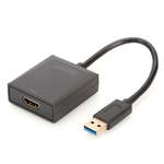 DIGITUS USB 3.0 HDMI transformator Crno 10cm DA-70841