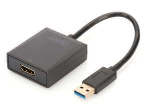 DIGITUS USB 3.0 HDMI transformator Crno 10cm DA-70841