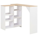 vidaXL Barski stol s pomičnom policom bijeli 138 x 40 x 120 cm