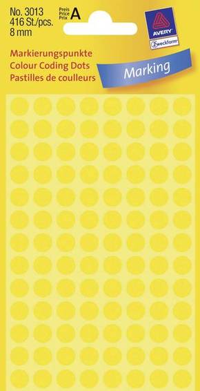Avery-Zweckform 3013 naljepnice za markerske točke Ø 8 mm žuta 416 St. trajno papir