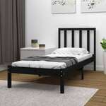 Okvir za krevet od borovine crni 90 x 190 cm jednokrevetni