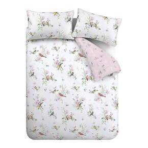Bijela/ružičasta posteljina za bračni krevet 200x200 cm Songbird – Catherine Lansfield