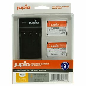 Jupio KIT 2x Battery EN-EL19 + USB Single Charger komplet punjač i dvije baterije za Nikon Coolpix S2800