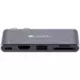 CANYON DS-5 Multiport Docking Station with 5 port, with Thunderbolt 3 Dual type C male port, 1*Thunderbolt 3 female+1*HDMI+1*USB3.0+1*SD+1*TF. Input 100-240V, Output USB-C PD100W&amp;USB-A 5V/1A, Aluminiu