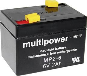 Multipower MP2-6 A9620 olovni akumulator 6 V 2 Ah olovno-koprenasti (Š x V x D) 75 x 53 x 51 mm plosnati priključak 4.8 mm bez održavanja