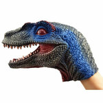 Velociraptor dinosaur ručna lutka sa plavom prugom
