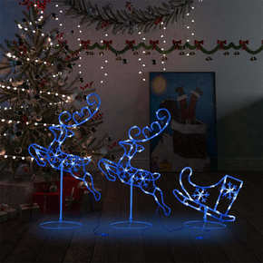 VidaXL Akrilni božićni sob sa saonicama 260 x 21 x 87 cm plavi