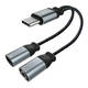 Audio adapter Type-c na Type-c + Jack 3,5 mm XO NBR160B Bluetooth funkcija prijenosa (crna)