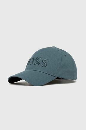 Pamučna kapa sa šiltom BOSS boja: tirkizna