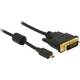 Delock HDMI / DVI adapterski kabel HDMI Micro D utikač, DVI-D 24+1-polni utikač 2.00 m crna 83586 s feritnom jezgrom, mogućnost vijčanog spajanja, pozlaćeni kontakti HDMI kabel