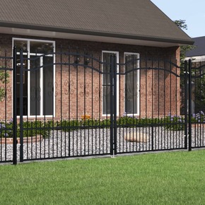 VidaXL Vrata za ogradu sa šiljcima crna 305x198 cm čelična
