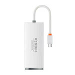 Baseus Lite Series Hub 4u1 USB-C do 4x USB 3.0 + USB-C, 25 cm (bijeli)