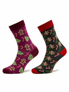 Set od 2 para muških visokih čarapa Rainbow Socks Xmas Socks Balls Adults Gifts Pak 2 Zelena
