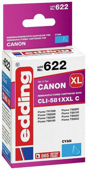 Edding uložak za pisač EDD-622 zamjenjuje Canon CLI-581XXLC - cijan - sadržaj: 10