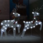 vidaXL Božićni sobovi 2 kom srebrni 40 LED žarulja
