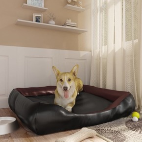VidaXL Krevet za pse crno-smeđi 105 x 80 x 25 cm od umjetne kože