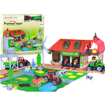 Set of Large Farm Tractor with Trailer Accessories 48 Elements