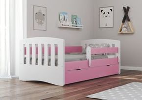 Drveni dječji krevet Classic s ladicom 180*80 cm - rozi