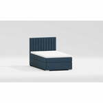 Tamno plavi tapecirani krevet s prostorom za odlaganje s podnicom 80x200 cm Bunny – Ropez