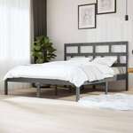 Okvir za krevet sivi 180x200 cm bračni od masivnog drva