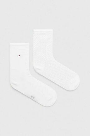 Set od 2 para ženskih visokih čarapa Tommy Hilfiger 701227563 White 003
