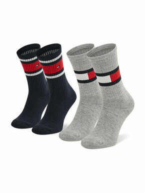 Set od 2 para unisex visokih čarapa Tommy Hilfiger 394020001 Middle Grey Melange 758