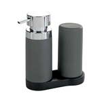 Set s dva siva spremnika za deterdžente s podmetačem Wenko Squeeze, 350 ml