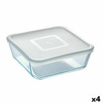 Kvadratna Kutija za Ručak s Poklopcem Pyrex Cook &amp; Freeze 2 L 19 x 19 cm Providan Silikon Staklo (4 kom.) , 3968 g