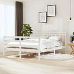 Okvir za krevet bijeli 135x190 cm bračni od masivnog drva