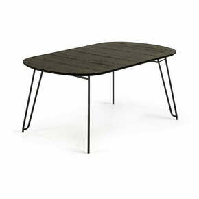 Tamno smeđi proširiv blagovaonski stol s pločom stola u dekoru jasena 100x170 cm Milian – Kave Home