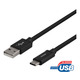 DELTACO Kabel USB-A to USB-C , 2m, USB 2.0, braided,CRNI
