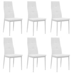 vidaXL Blagovaonske stolice 6 kom od umjetne kože 43 x 43,5 x 96 cm bijele (246189+246190)