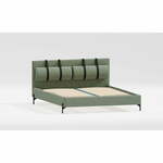 Zeleni tapecirani bračni krevet s podnicom 160x200 cm Tulsa – Ropez