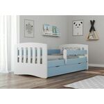 Drveni dječji krevet Classic s ladicom 180*80 cm - plavi