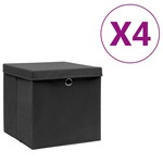 vidaXL Kutije za pohranu s poklopcima 4 kom 28 x 28 x 28 cm crne