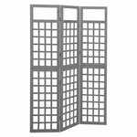 vidaXL Sobna pregrada / rešetka s 3 panela od jelovine siva 121x180cm