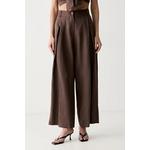ViCOLO hlače culottes za žene od lana smeđa TAB0434