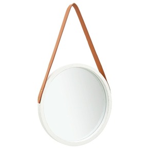 Zidno ogledalo s remenom 40 cm bijelo