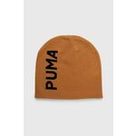 Kapa Puma boja: žuta, od tanke pletenine - smeđa. Kapa iz kolekcije Puma. Model izrađen od tanke pletenine.