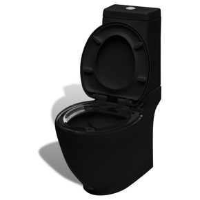 vidaXL Crna WC školjka s vodokotlićem