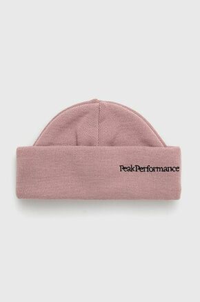 Vunena kapa Peak Performance boja: ružičasta - roza. Kapa iz kolekcije Peak Performance. Model izrađen od vunene pletenine.