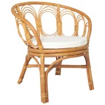 vidaXL Blagovaonska stolica s jastukom svjetlosmeđi ratan i platno