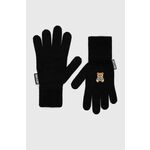 Vunene rukavice Moschino za žene, boja: crna - crna. Rukavice iz kolekcije Moschino. Model izrađen od vunene pletenine.