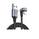 Kabel UGREEN, USB C (M) na USB A 2.0 (M), 3A, kutni 180°, crni, 1m